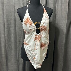 Breaking Waves Palm Print One-Piece Swimsuit – Size M – New with tag.